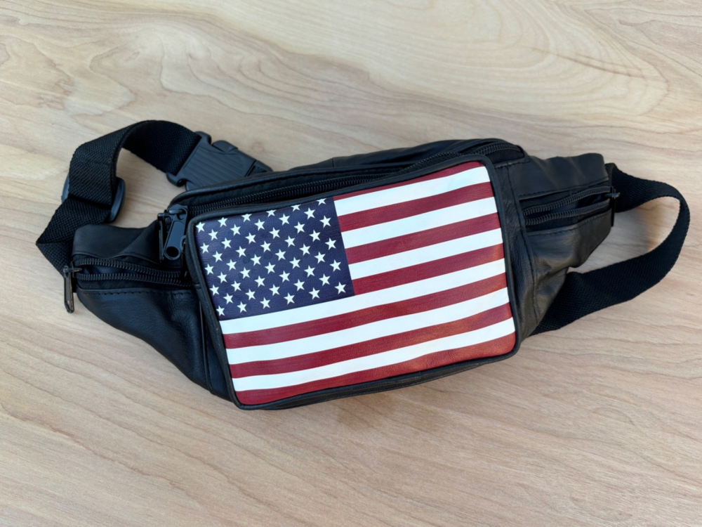 Stone Mountain USA American Flag Leather Waist Fanny Pack Belt Pouch